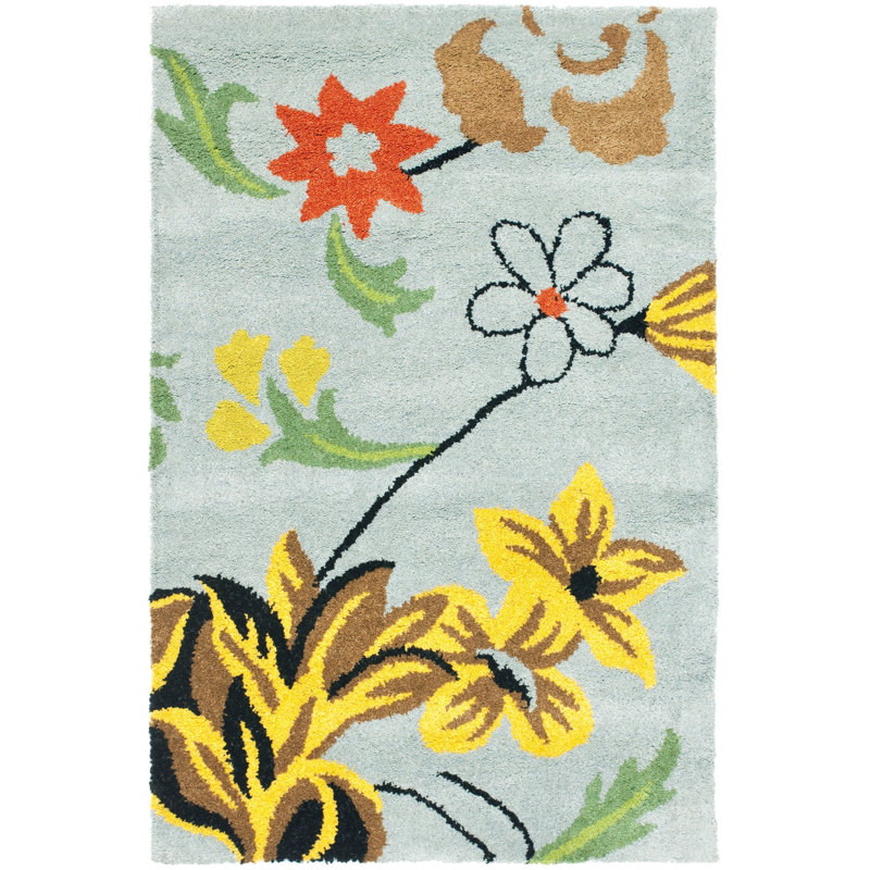 Tapis floral en laine et viscose touffeté à la main Soho, Rectangle 2 pi x 3 pi
