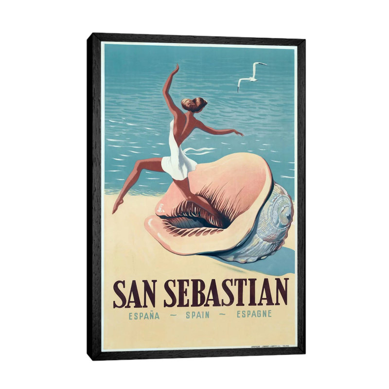 San Sebastian by Vintage Apple Collection - Print on Canvas, 101.6 cm H x 66.04 cm W, Black Floater Framed