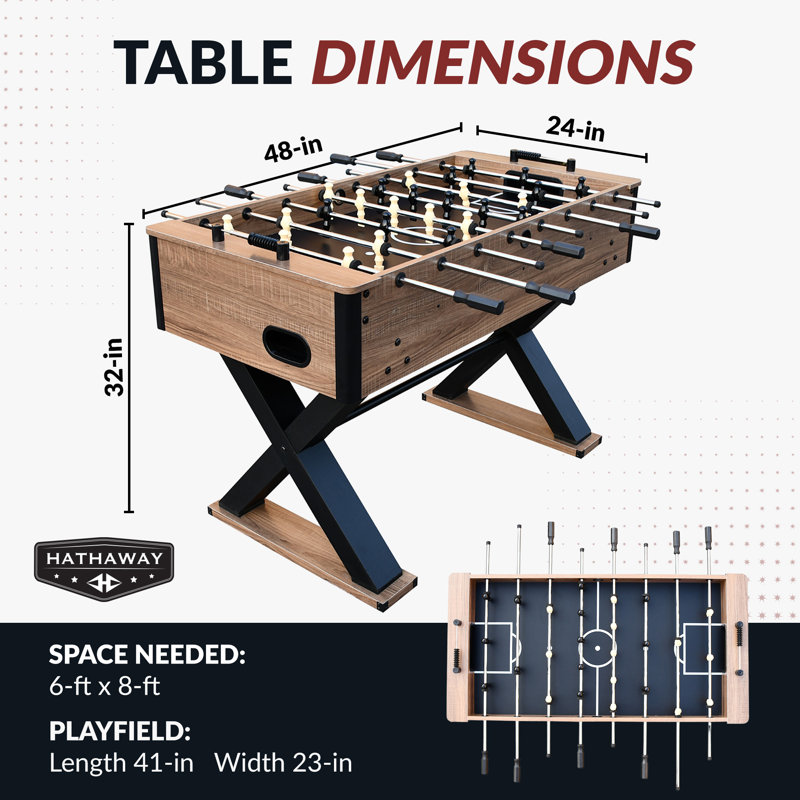 Fullerton 48-Inch Driftwood Foosball Table with Black Metal Accents