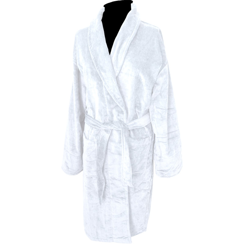 Peignoir 100% coton velours éponge Terry, Blanc