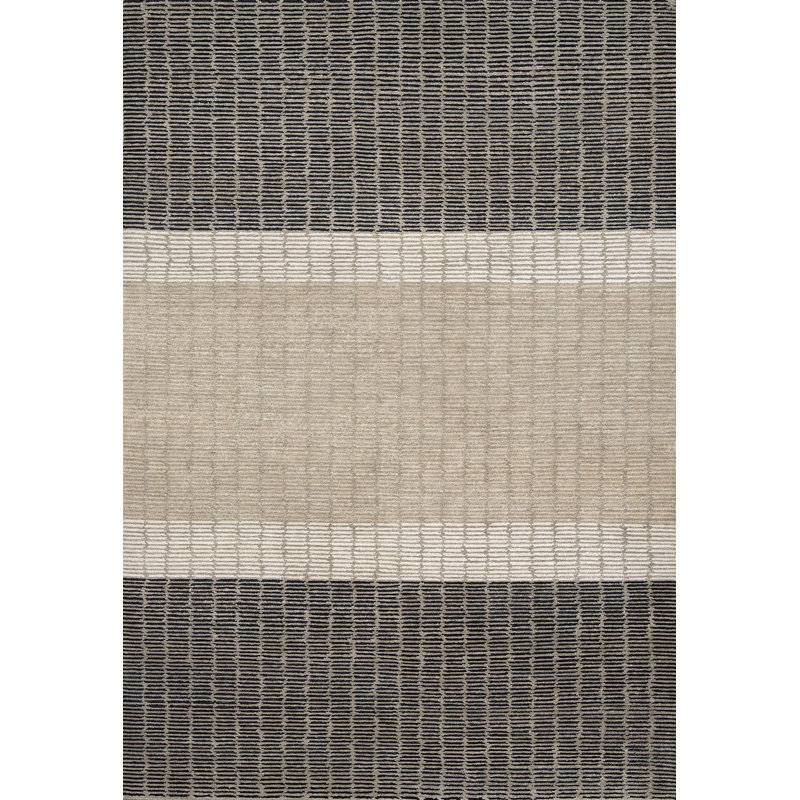 Mica Hand Knotted Striped Area Rug, Rectangle 6' x 9'