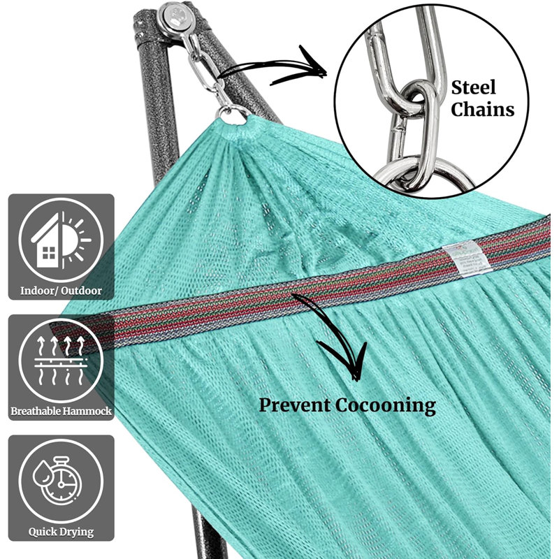 Hamac double Tranquillo Universal avec support inclus pour 2 personnes / support à hamac pliable Capacité de 600 lb - Étui portatif, extérieur, camping, ciel