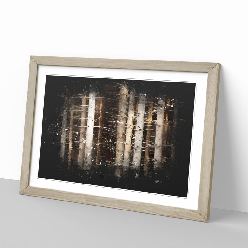 Bare Trees - Picture Frame Graphic Art, 27cm H x 36cm W x 2cm D, Oak
