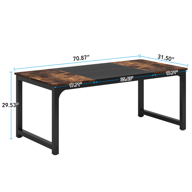 Etting Unfinished Dining Table, Brown, Black