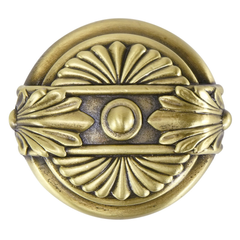 NANTUCKET KNOB IN BURNISHED BRASS PLATE
