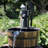 Wood Barrel Weather-Resistant Brown 2-Tier Outdoor Water Fountain with Hand Pump