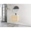 Meuble-lavabo de 61 cm (24 po) avec lavabo en céramique blanche, porte à fermeture amortie, emballage démonté, contreplaqué, chêne américain - Meuble-lavabo élégant, fermeture silencieuse, bords arrondis, nettoyage facile, style moderne, installation facile, résistant aux égratignures et