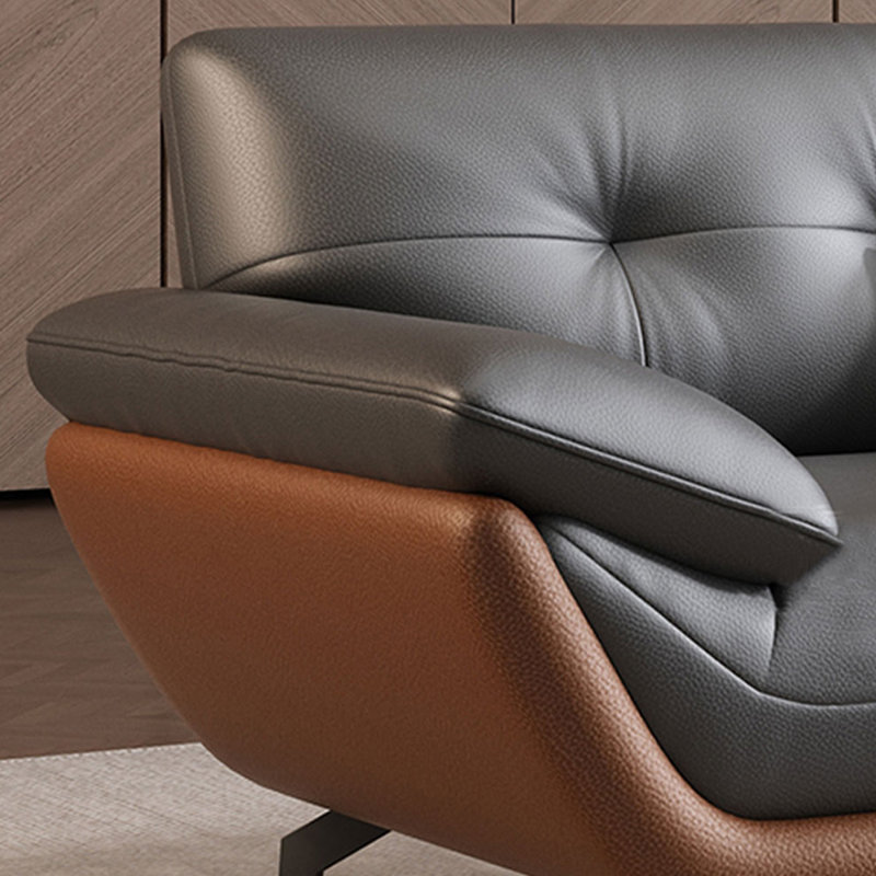 Causeuse-coussin standard en cuir véritable gris, H 33,46 po x l 82,68 po x P 34,65 po