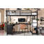 Lit mezzanine en métal avec garde-robe et bureau en forme de L, lit mezzanine simple de taille XL avec cubes de rangement et tablettes
