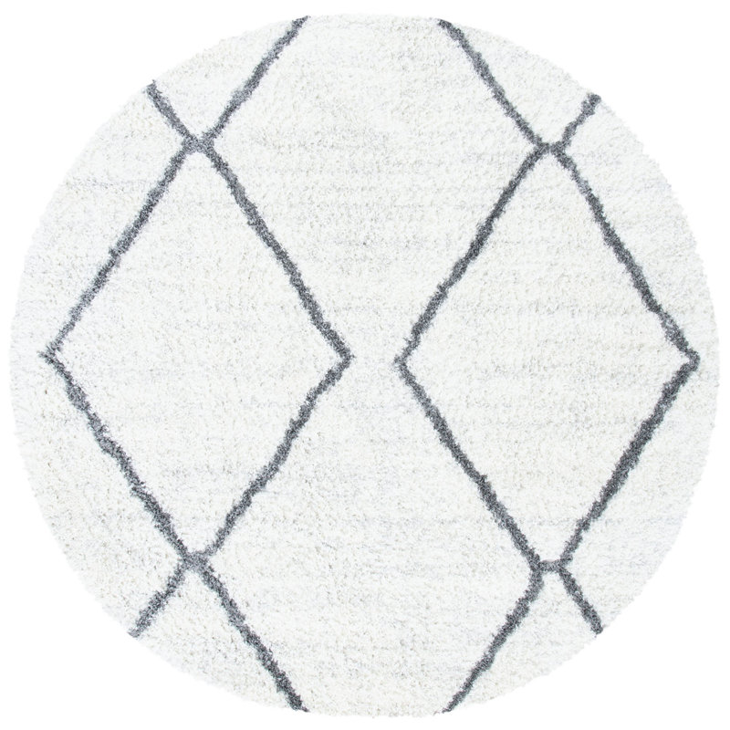 Prasad Shag 500 Performance Geometric Rug, Round 6'7"