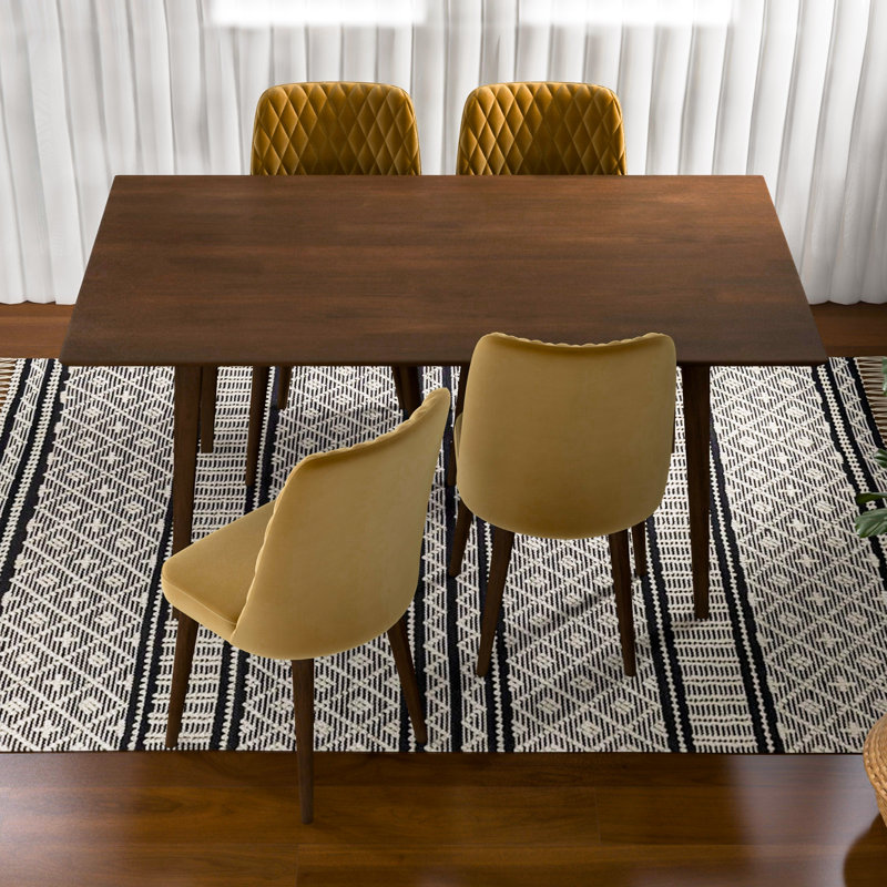 Arlonn 5-Piece Mid-Century Dining Set W/ 4 Velvet Dining Chairs, Gold