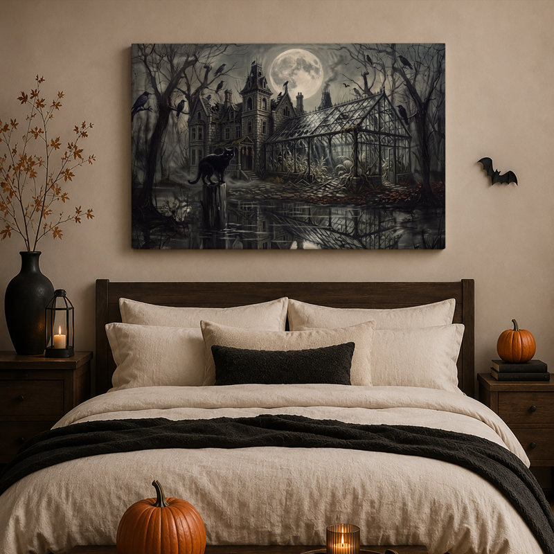 Art mural sur toile Haunted Victorian Mansion, H 24 po x l 36 po