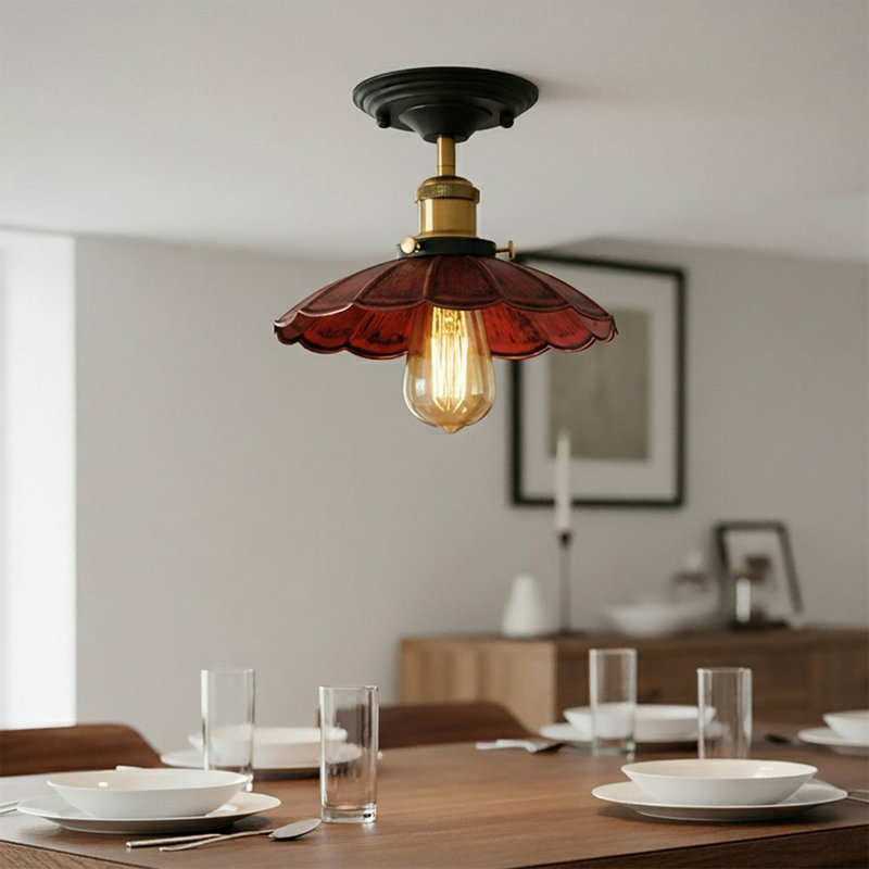 Kurth Semi Flush Mount, Rustic Red