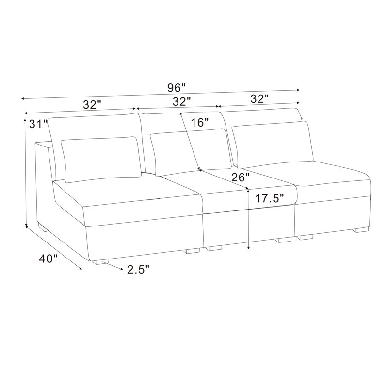Canapé sans accoudoirs Doncaster