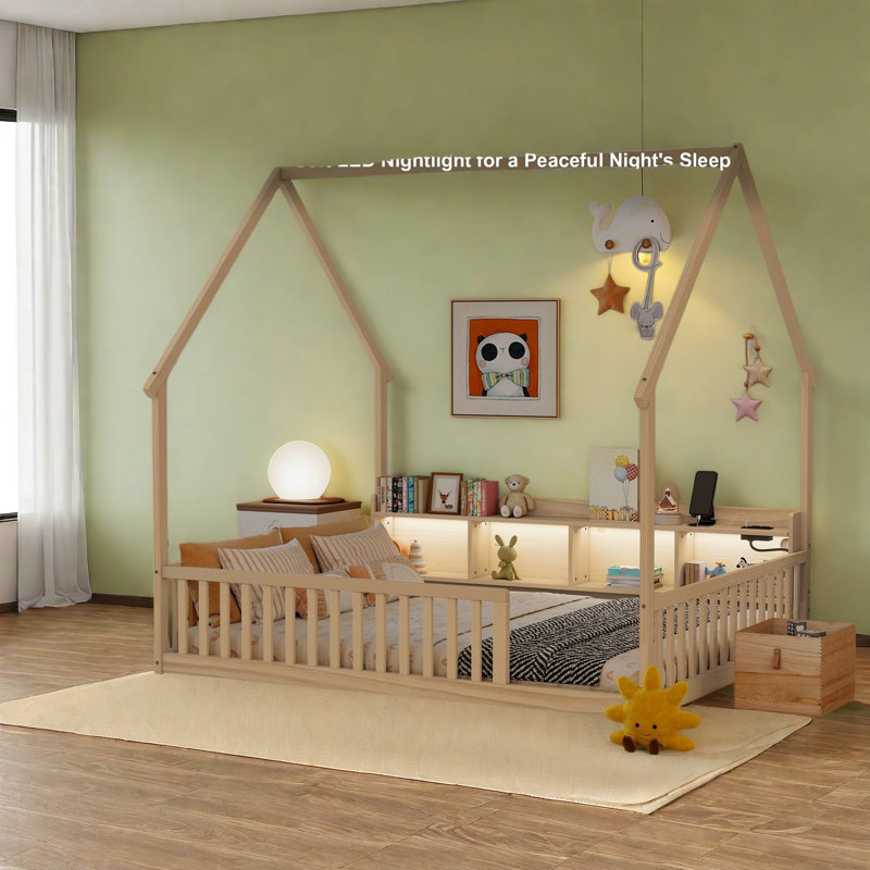 Lits pour maison avec rangement, lit double en bois de pin, chambre d'enfant de style campagne moderne
