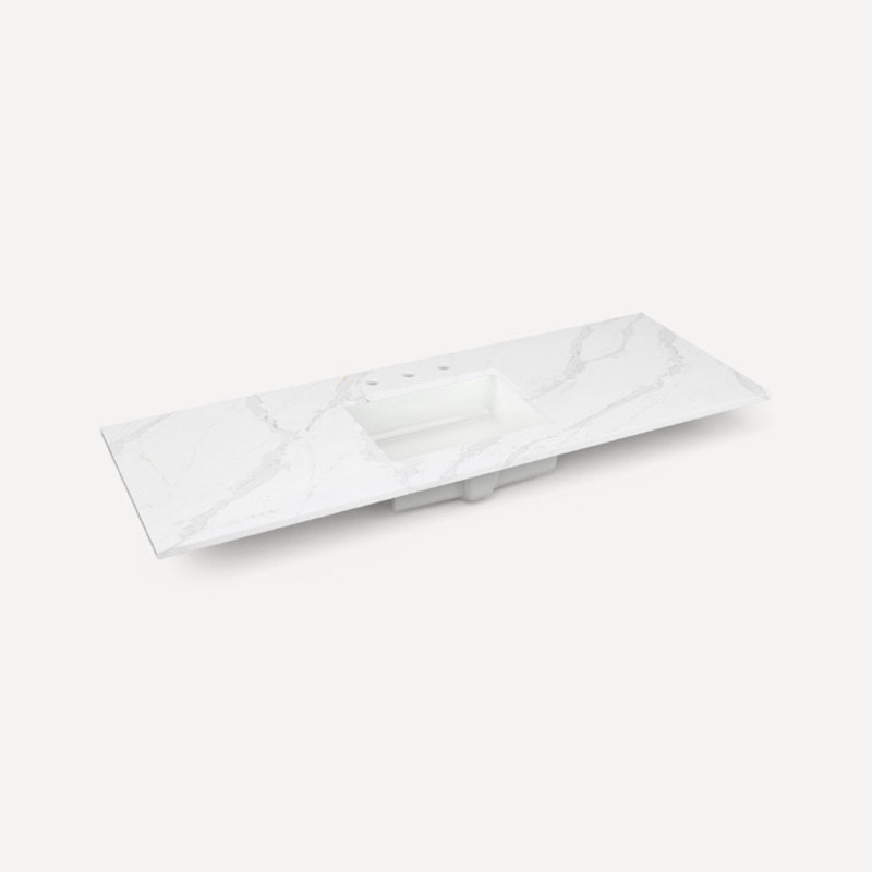 Dessus de meuble-lavabo en pierre de quartz, Or Calacatta éternel