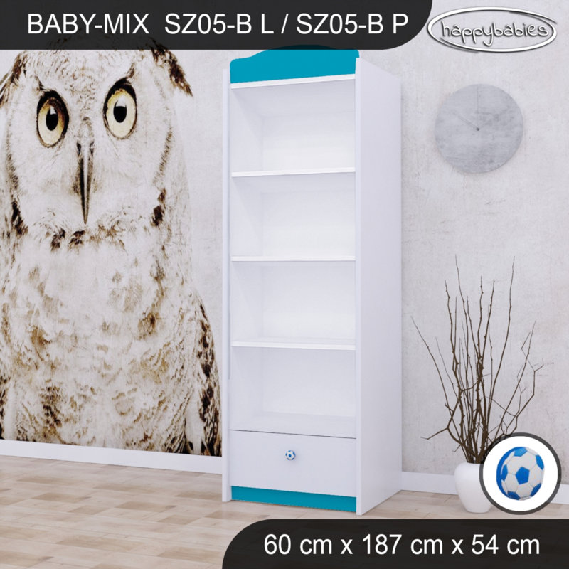 Ball 1 Door Wardrobe, Blue/White