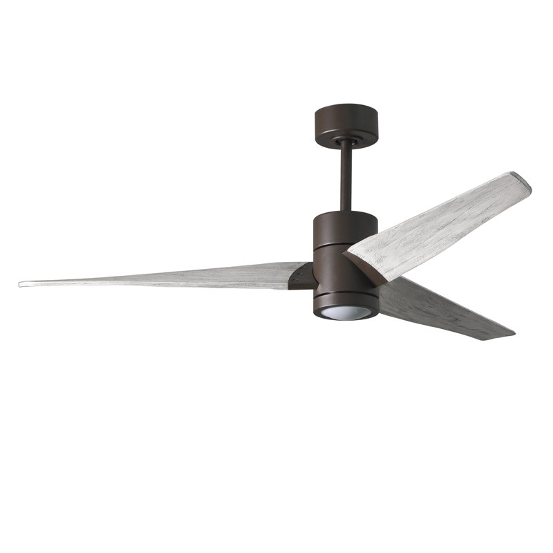 Ceiling Fan with LED Lights, Textured Bronze, Barn Wood Tone, 52"