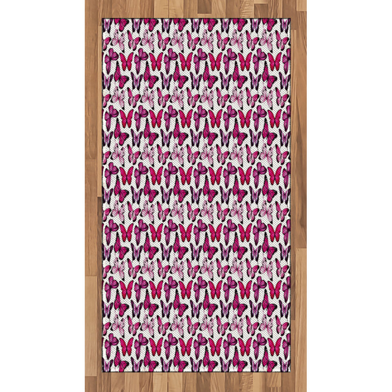 Butterfly High Density Long Fiber Poly Threads Decorative Area Rug Carpet, Rectangle 2'7" x 5'