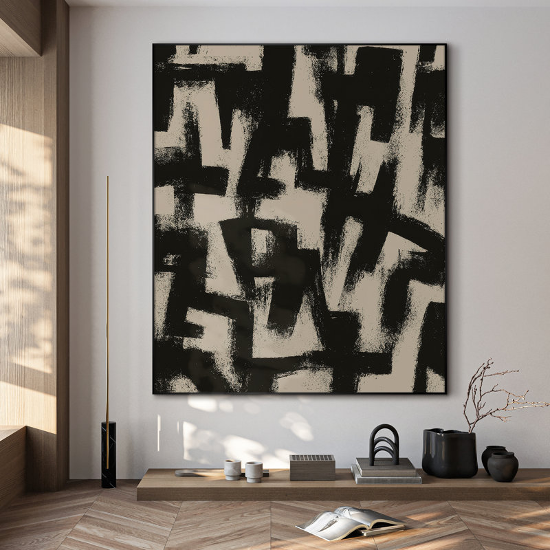 Très grand art mural imprimé sur toile - Œuvre d'art moderne abstraite, décor pour le salon ou la chambre à coucher - «Assemblage requis du cadre (cadre non fini)»