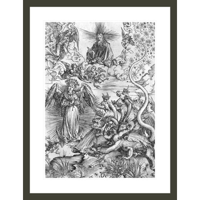 Scène de l'Apocalypse «La femme vêtue de soleil et du dragon à sept têtes» par Albrecht Dürer - Impression Giclée sur cadre