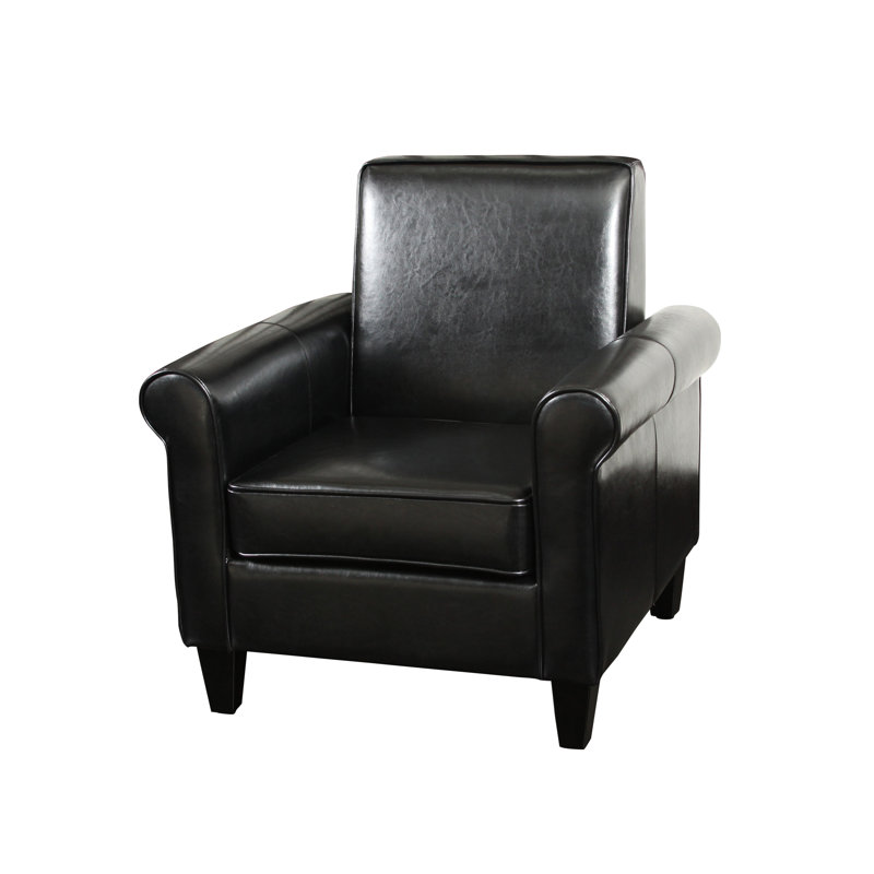 Leis Upholstered Club Chair, Faux Leather Black