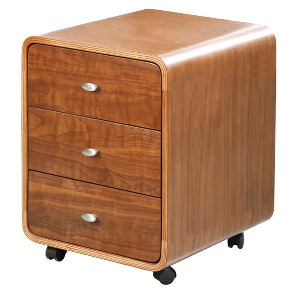 Sunterra 44cm Wide 3 -Drawer Mobile File Cabinet, Walnut