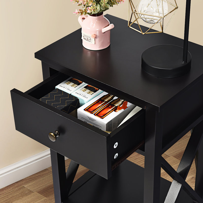 Table de bout avec rangement Meagher, Noir