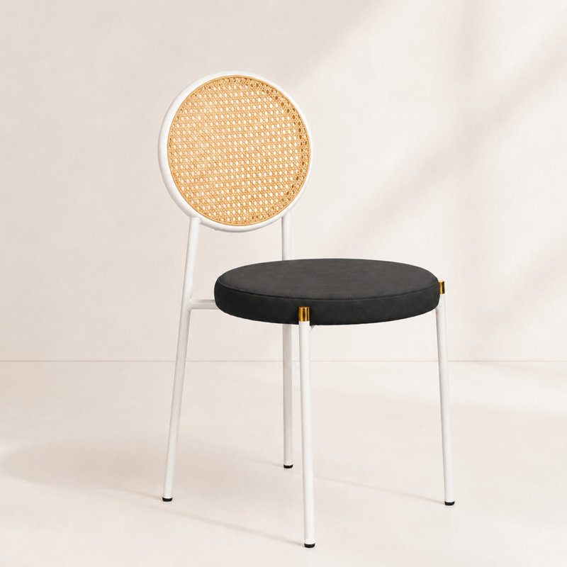 Chaise de salle à manger en rotin moderne Charlotta, chaise d'appoint Boho, 1, Gris anthracite