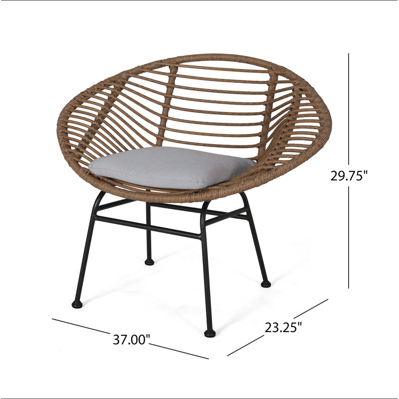 Ensemble de 2 chaises d'extérieur tissées avec coussins Engle, Beige