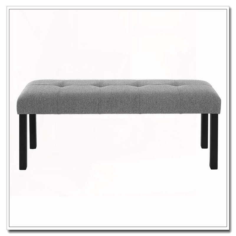 Modern Tufted Linen Dining Bench, Gray