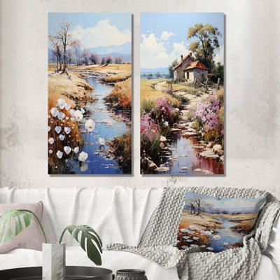 «Countryside Small River Reverie», ensemble de 2 reproductions d'art mural