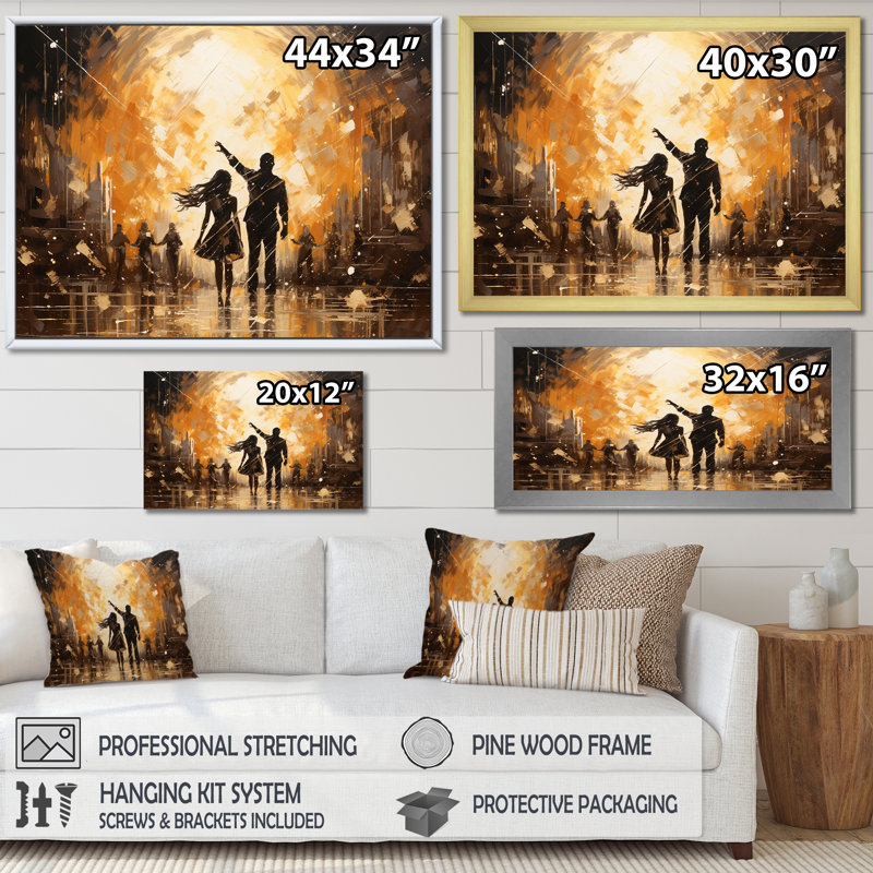 Disco Dazzle Dancer Complicity sur toile, H 24 po x l 32 po x P 1 po, Cadre doré simple