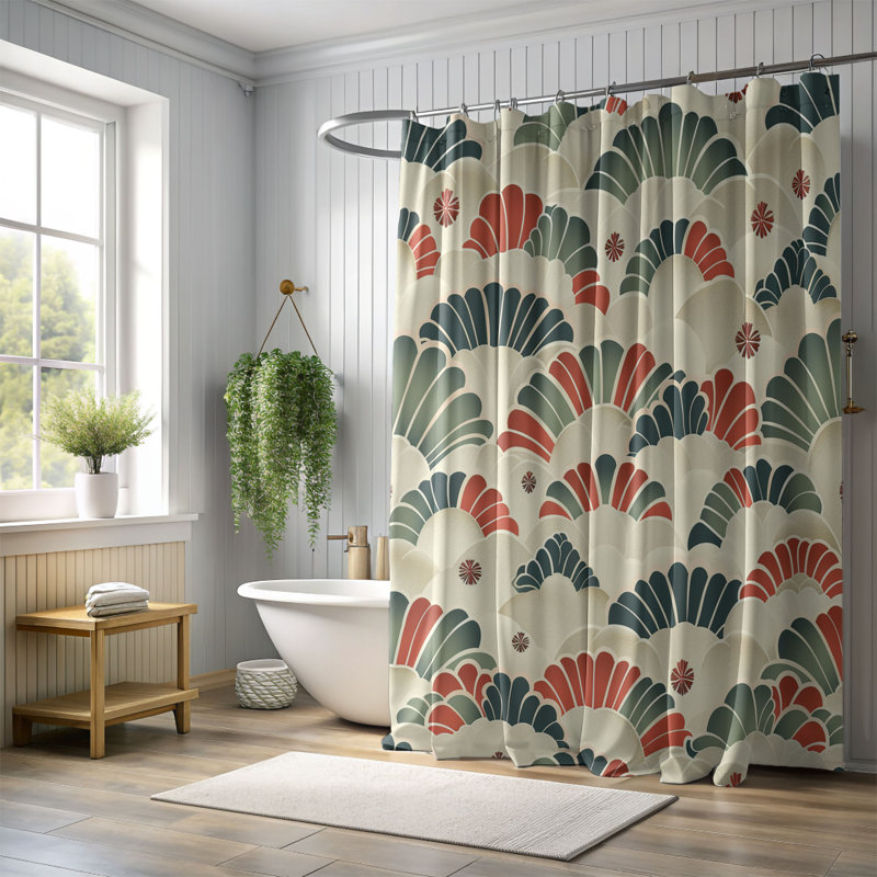 Rideau de douche standard japonais 1 pièce, H 74 po x l 71 po