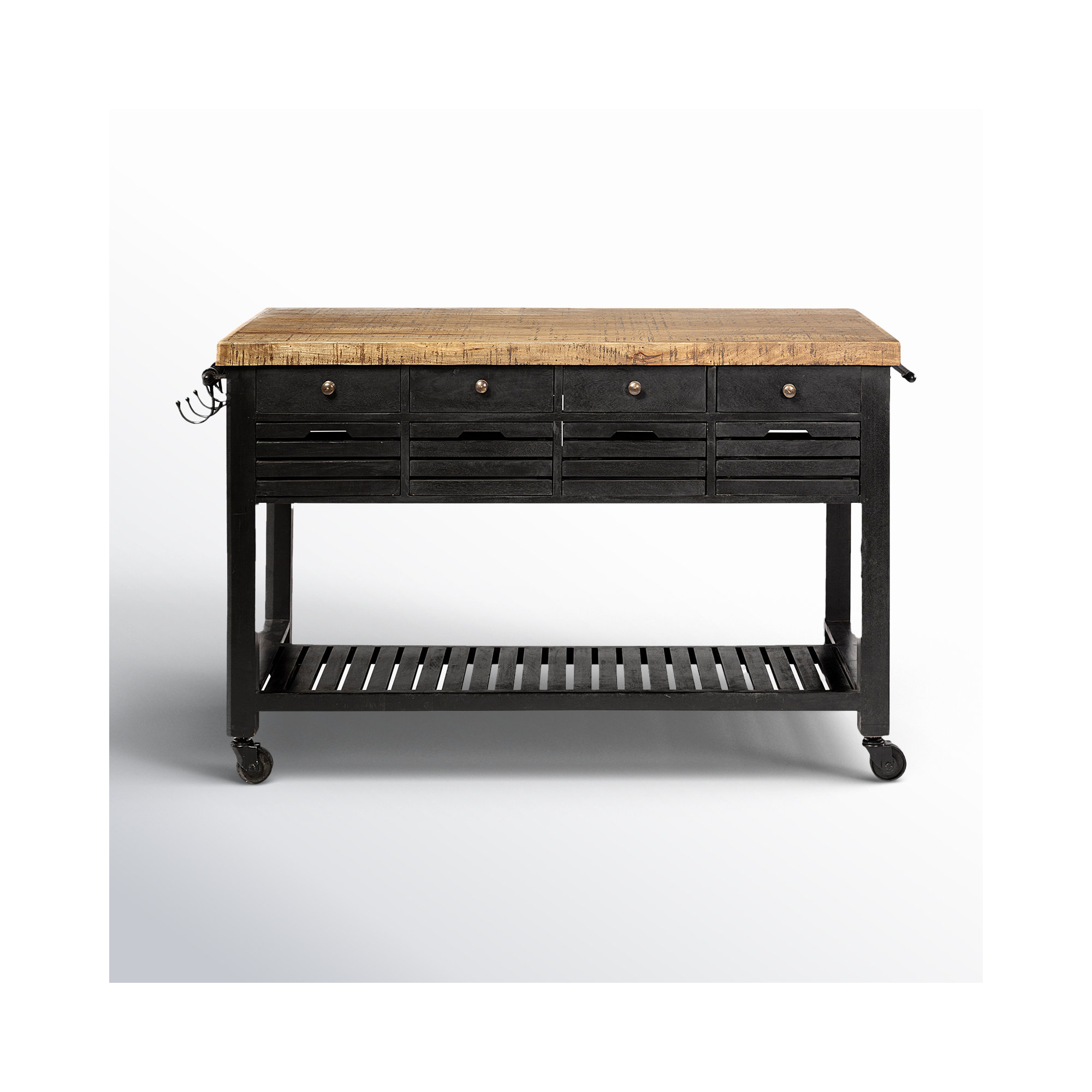 Glenwood Solid Wood Kitchen Island, Black