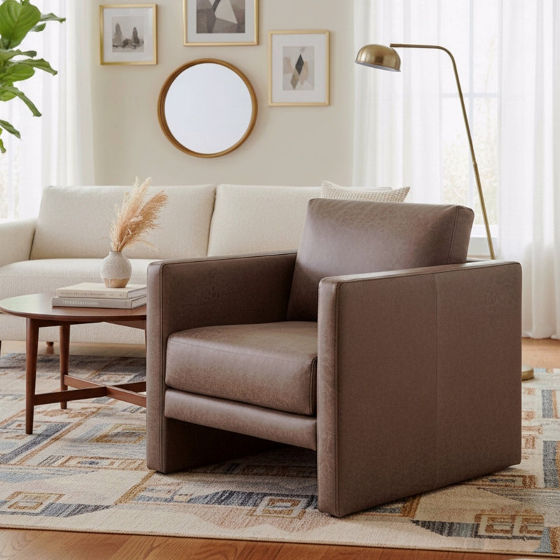 Chaise d'appoint rembourrée en similicuir, Espresso