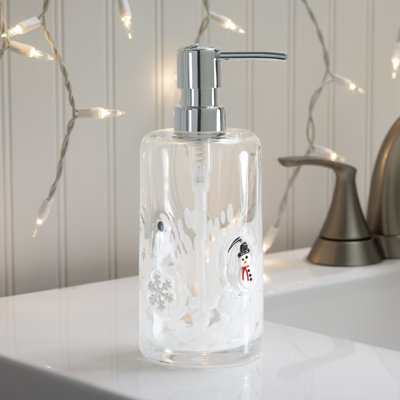 Avanti Snowmen & Flakes Glass Lotion Dispenser