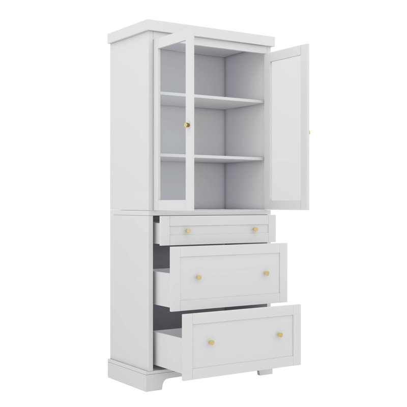 70.1-Inch Modern Tall Free-Standing Bathroom Cabinet With 3 Drawers, White