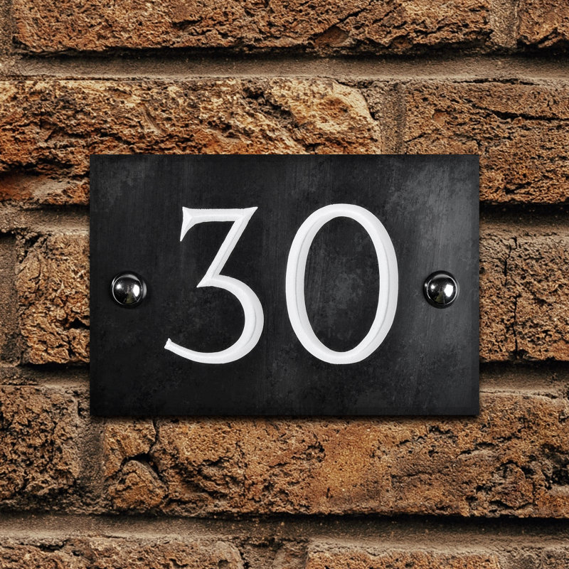 Slate House Number Rectangle Wall Mounted Required