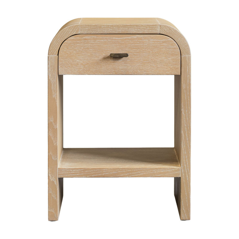 Elena Curved Edge Nightsand, Tan