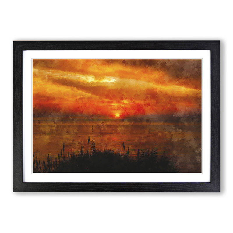 The Orange Sunset - Framed Print, Black Framed, 27cm H x 36cm W x 2cm D