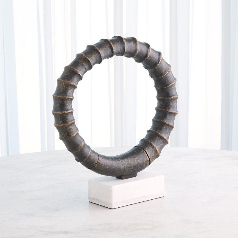 Infinity Horn Sculpture-Bronze, White/Brown/Black
