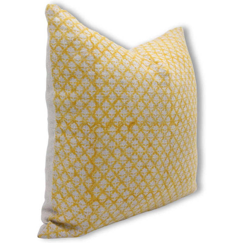 Linen Pillow Cover, Square, 18"H x 18"W, Yellow/White Floral 1