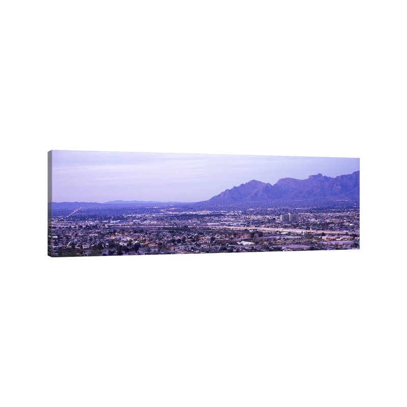 Aerial View Of A City, Tucson, Pima County, Arizona, USA - Wrapped Canvas Panoramic Print