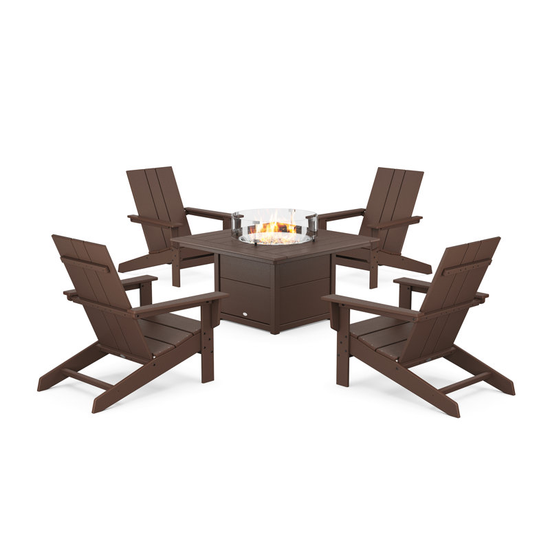 Ensemble de conversation 5 pièces POLYWOOD x ALLModern, Acajou