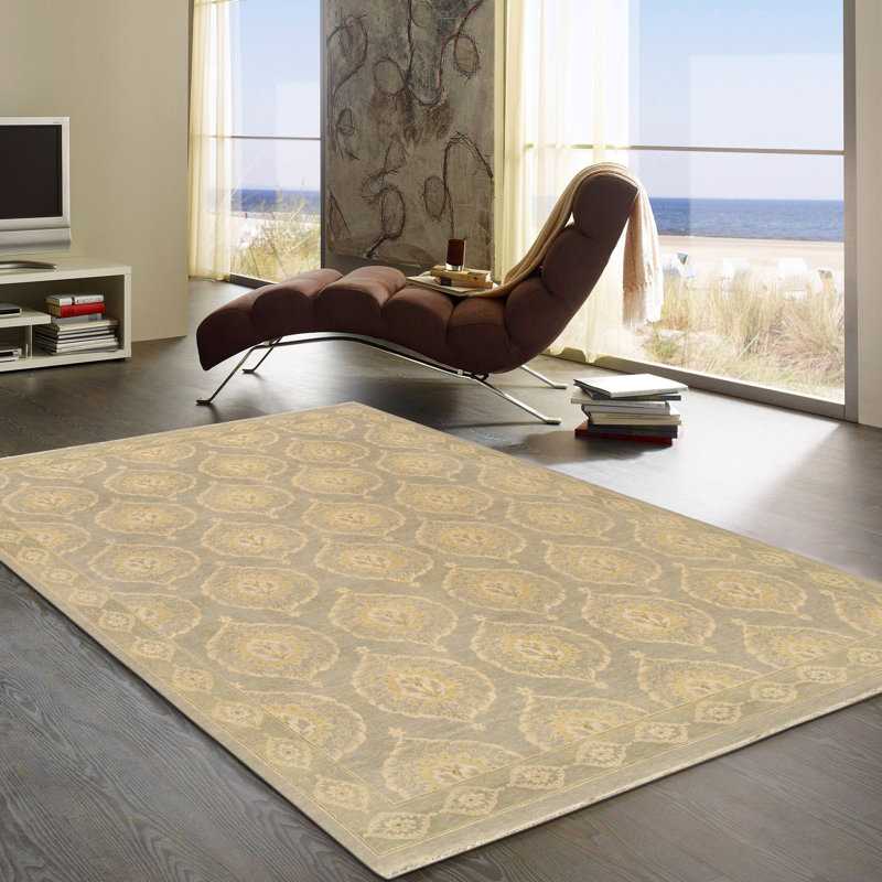 Tapis oriental en laine noué à la main beige / gris