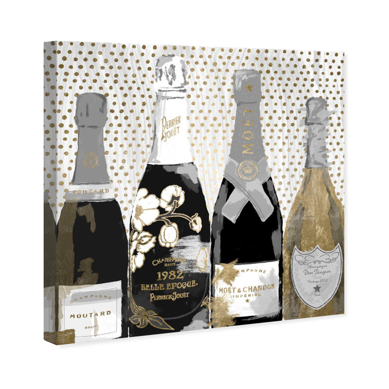 Drinks and Spirits «Pass the Bottle Night» Champagne - impression sur toile tendue, H 12 po x l 12 po, Toile tendue