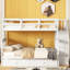 Lit superposé blanc avec lit gigogne et garde-corps de garde-robe blanc, options - bois massif pour la chambre à coucher-1943233938-1943233941