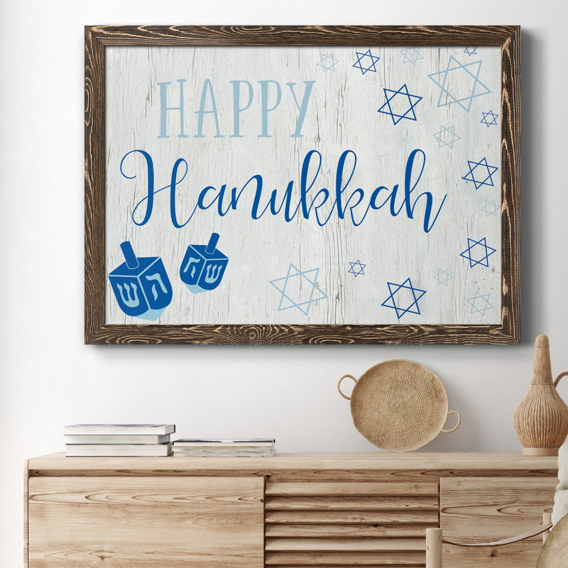 «Happy Hanukkah», reproduction d'impression sur toile, H 31 po x l 44 po x P 1 po, Noyer