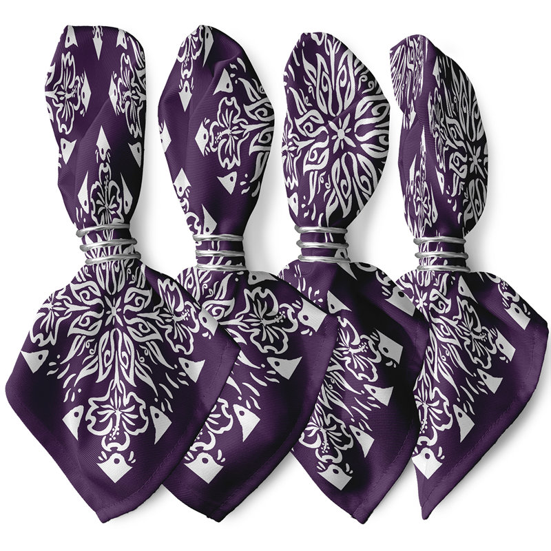 Chickeinno Polyester Geometric Square Napkin, Purple